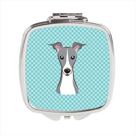 Carolines Treasures Carolines Treasures BB1174SCM Checkerboard Blue Italian Greyhound Compact Mirror; 2.75 x 3 x .3 In. BB1174SCM